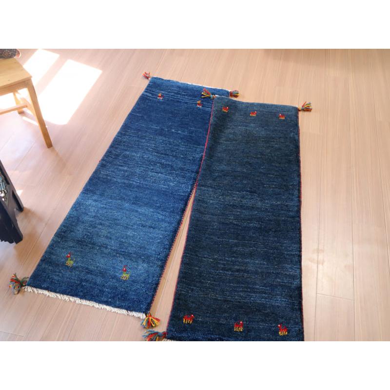 ギャッベ　カシュカイ族の手織りラグ 150x52cm ネイビーブルー　シンプル　無地 |  | 07