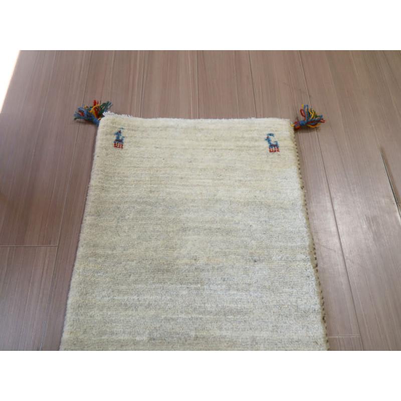ギャッベ 細長サイズ　手織りラグ　 147x53cm 天然羊毛のアイボリー　シンプル　無地 |  | 02