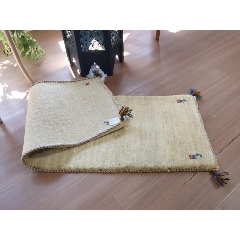 ギャッベ 細長サイズ　手織りラグ　 147x53cm 天然羊毛のアイボリー　シンプル　無地 |  | 05