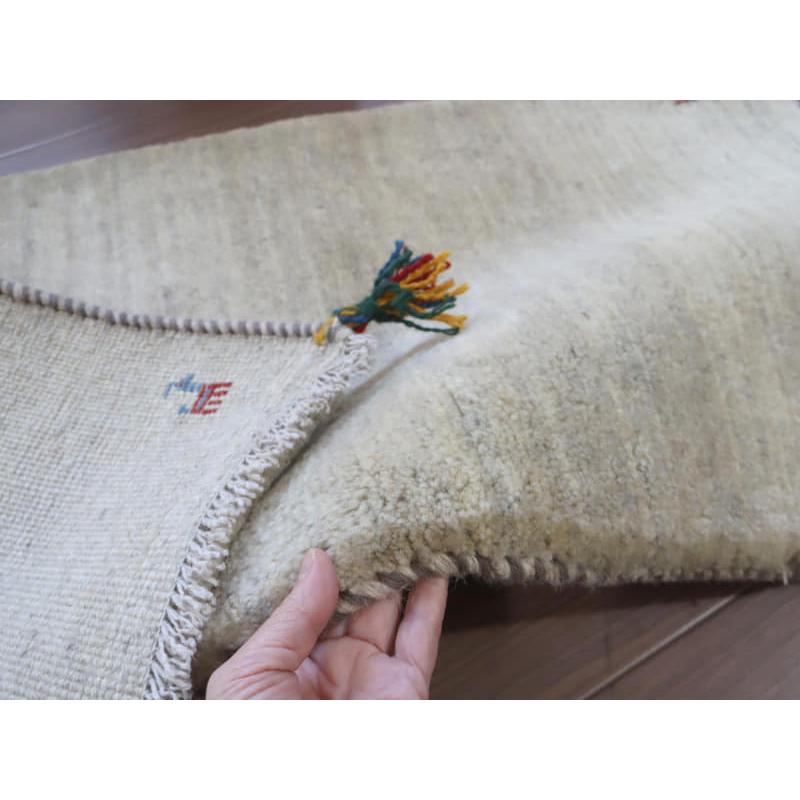 ギャッベ 細長サイズ　手織りラグ　 147x53cm 天然羊毛のアイボリー　シンプル　無地 |  | 06