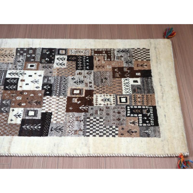 ギャッベ イラン産 手織り 95x60cm タイルデザイン モノトーン | ブランド登録なし | 02