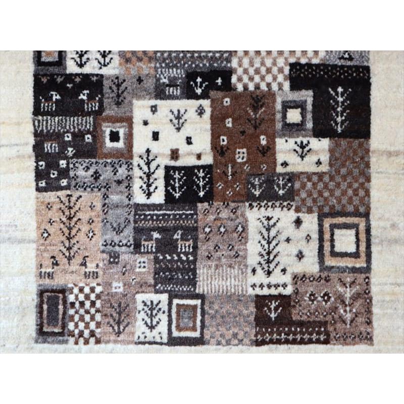 ギャッベ イラン産 手織り 95x60cm タイルデザイン モノトーン | ブランド登録なし | 03