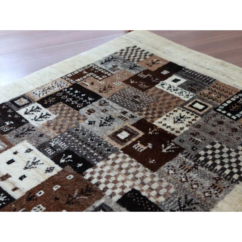 ギャッベ イラン産 手織り 95x60cm タイルデザイン モノトーン | ブランド登録なし | 04