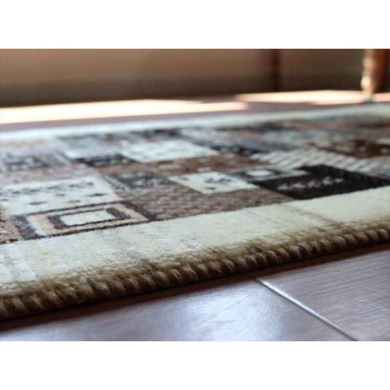 ギャッベ イラン産 手織り 95x60cm タイルデザイン モノトーン | ブランド登録なし | 05