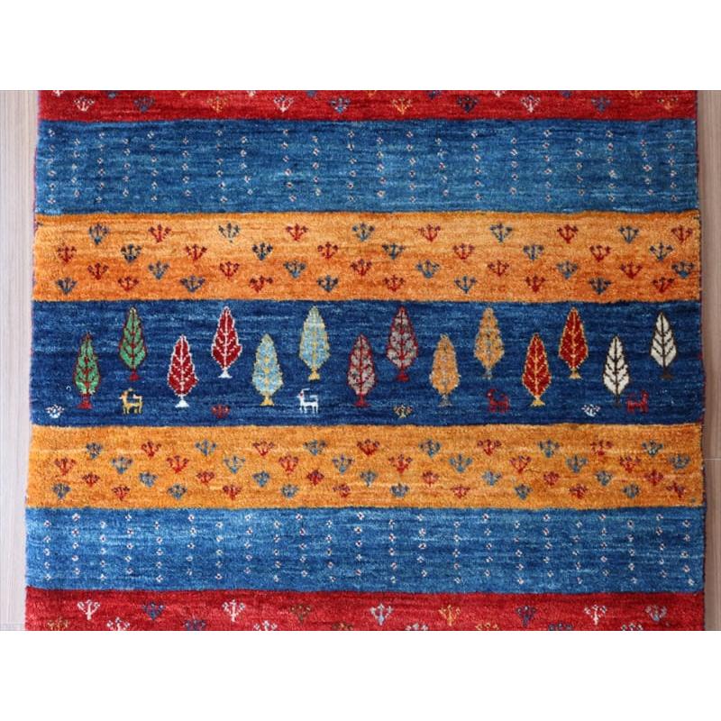 ギャッベ イラン産 手織り 127x80cm 鮮やかな色合いのボーダーデザイン | ブランド登録なし | 05