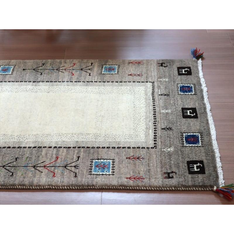 ギャッベ イラン産 手織り 120x83cm グレー&アイボリー | ブランド登録なし | 02