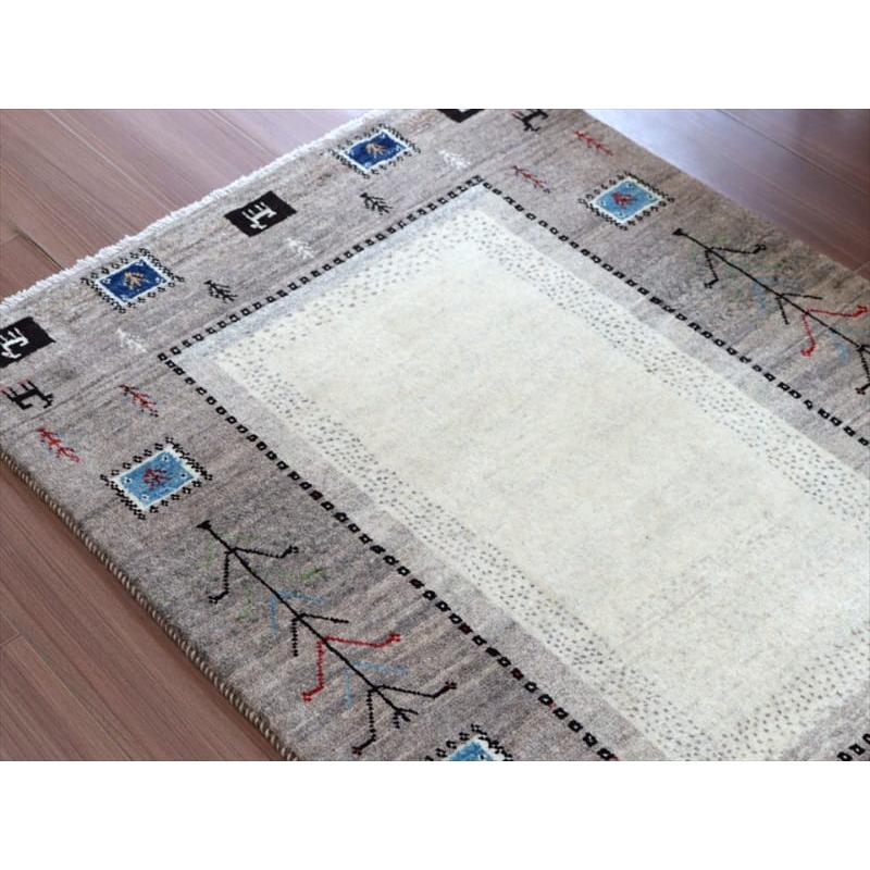 ギャッベ イラン産 手織り 120x83cm グレー&アイボリー | ブランド登録なし | 03