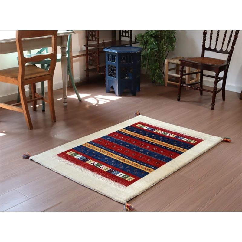 ギャッベ イラン産 手織り 122x84cm 細かな織りの動物とタイル | ブランド登録なし | 01