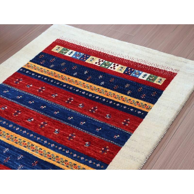 ギャッベ イラン産 手織り 122x84cm 細かな織りの動物とタイル | ブランド登録なし | 02