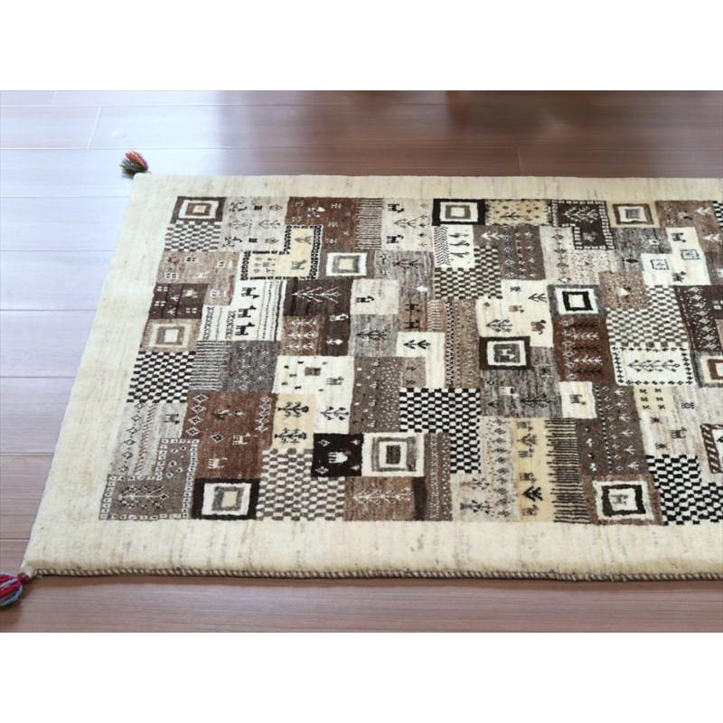 ギャッベ イラン産 手織り 126x87cm タイルデザイン モノトーン | ブランド登録なし | 03