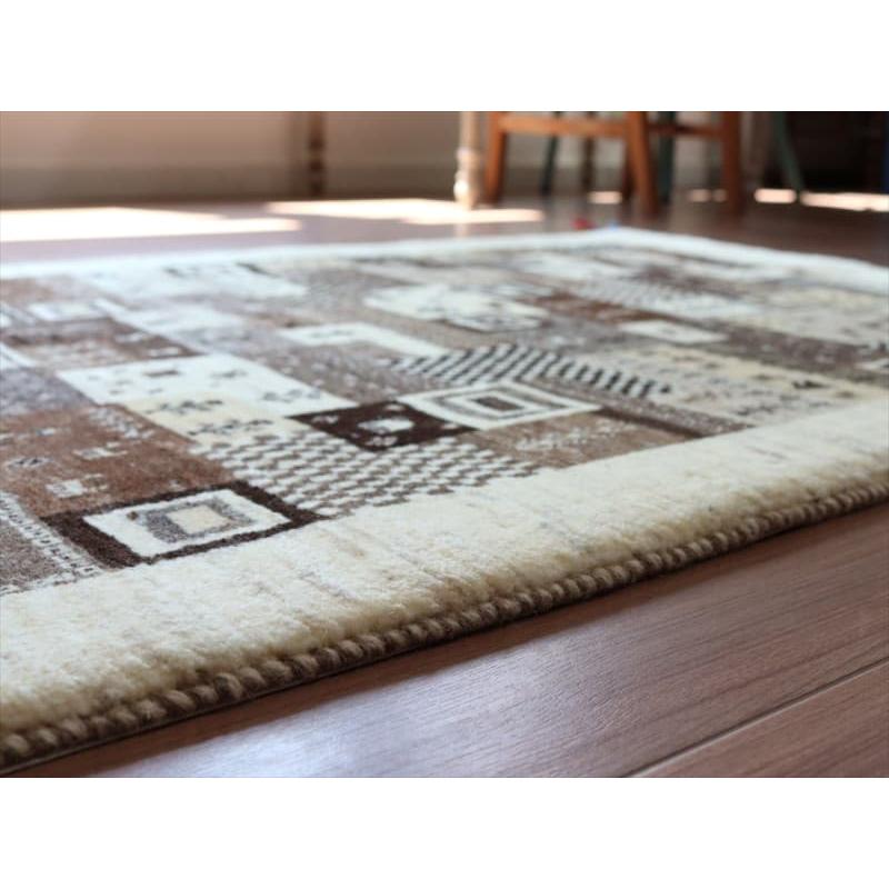 ギャッベ イラン産 手織り 126x87cm タイルデザイン モノトーン | ブランド登録なし | 05