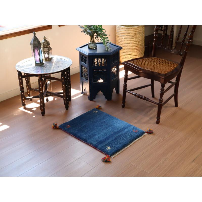 ギャッベ イランの手織りラグ GABBEH 59x43cm ブルー | ブランド登録なし | 01