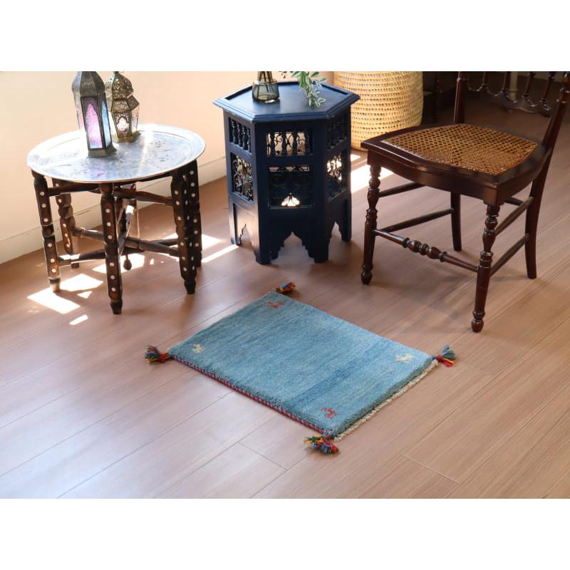 ギャッベ イランの手織りラグ GABBEH 57x41cm 水色 | ブランド登録なし | 01