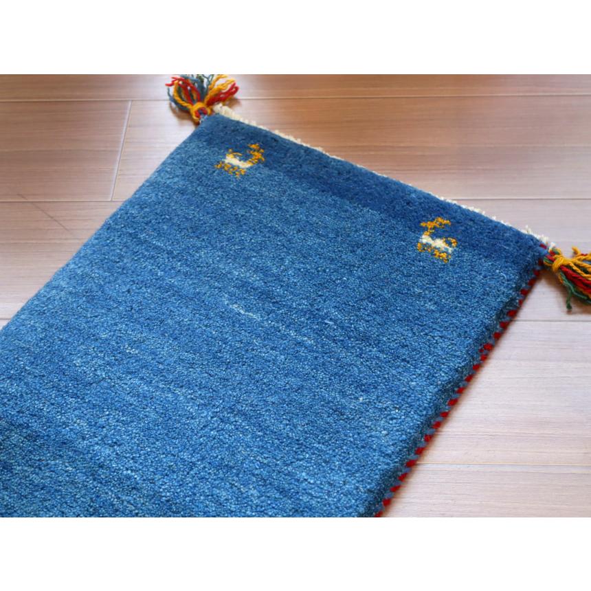 ギャッベ ミニギャベ イラン　 59x42cm ブルーグラデーション　シンプル　ワンポイント | ブランド登録なし | 02