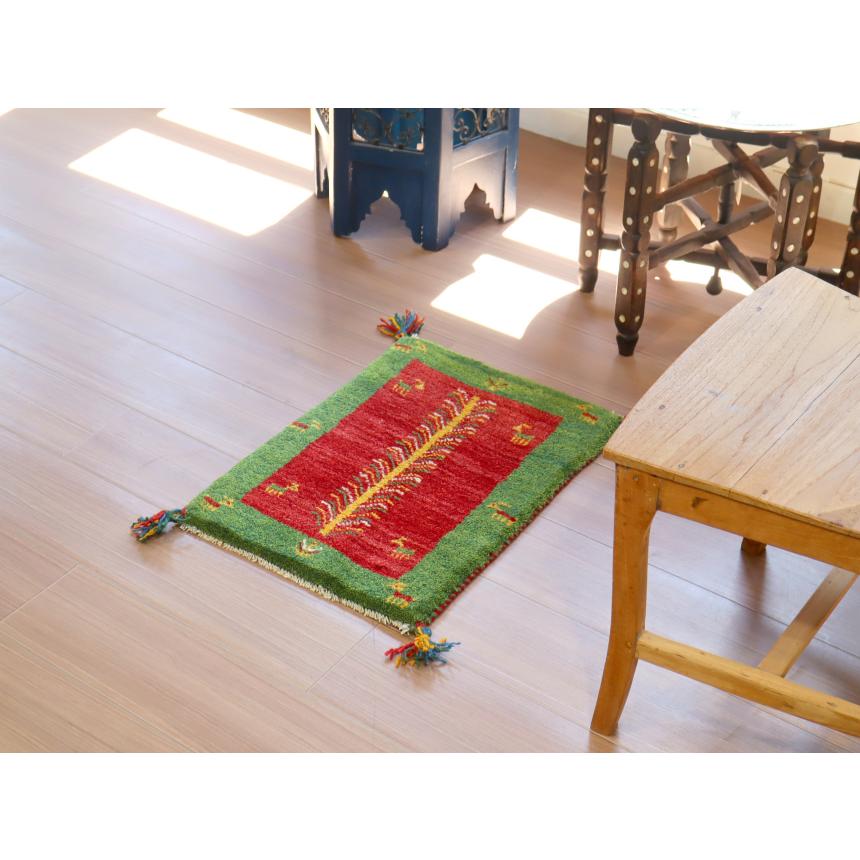 ギャッベ ミニギャベ イラン　 56x42cm レッド/グリーン　生命の木 | ブランド登録なし | 01