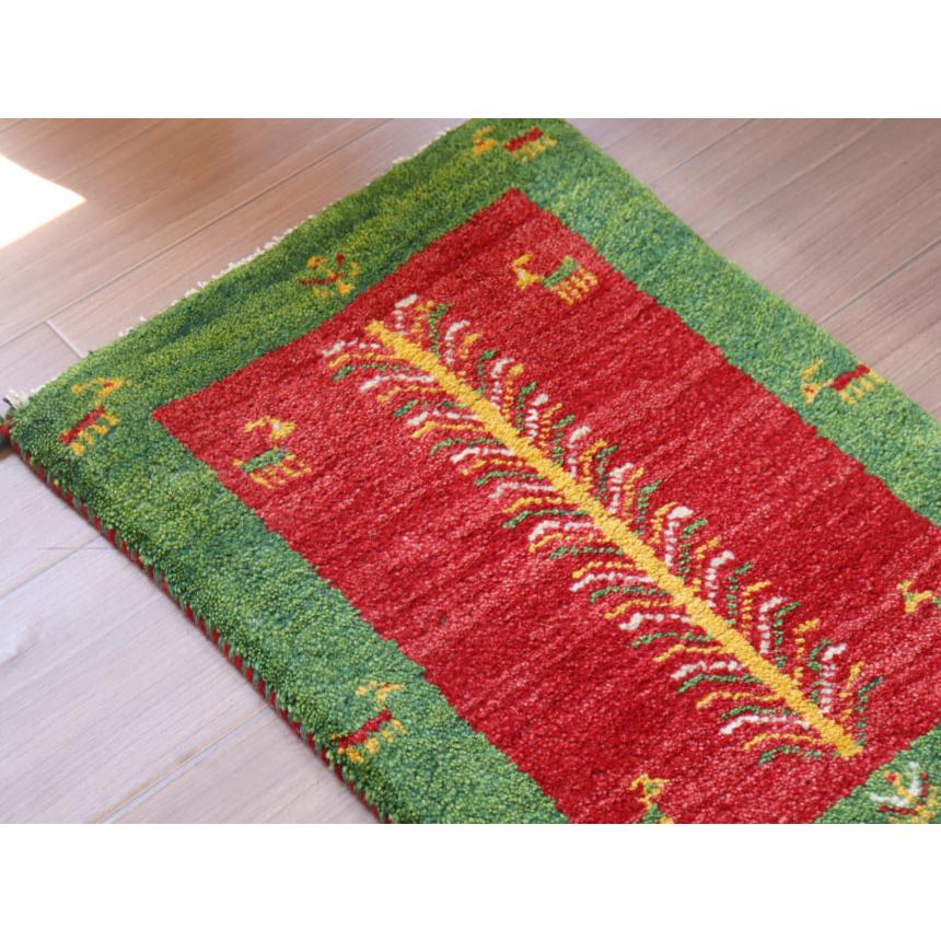 ギャッベ ミニギャベ イラン　 56x42cm レッド/グリーン　生命の木 | ブランド登録なし | 02