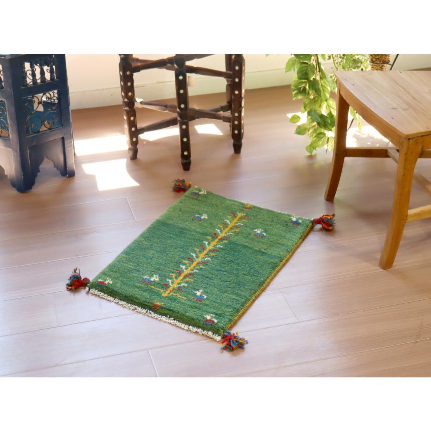 ギャッベ ミニギャベ イラン　 62x44cm グリーン　生命の木と動物 | ブランド登録なし | 01