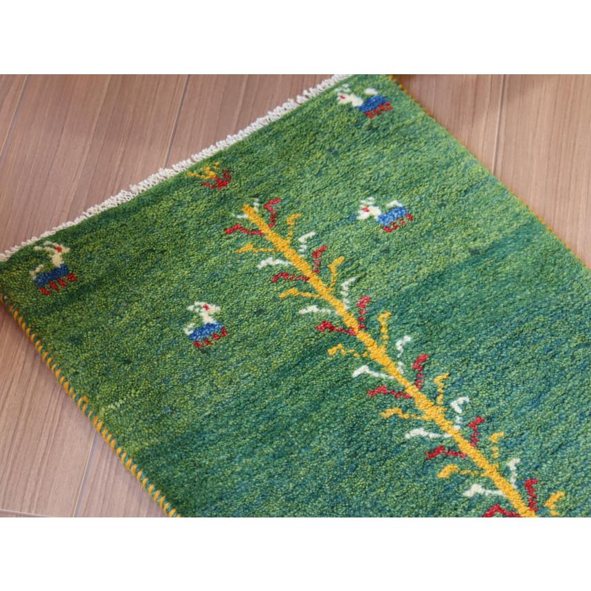 ギャッベ ミニギャベ イラン　 62x44cm グリーン　生命の木と動物 | ブランド登録なし | 02