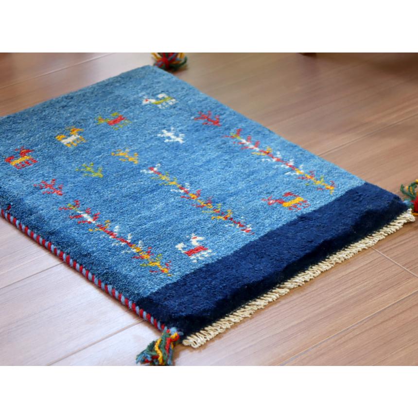 ギャッベ ミニギャベ イラン　 56x42cm ブルー　生命の木と草花 | ブランド登録なし | 03