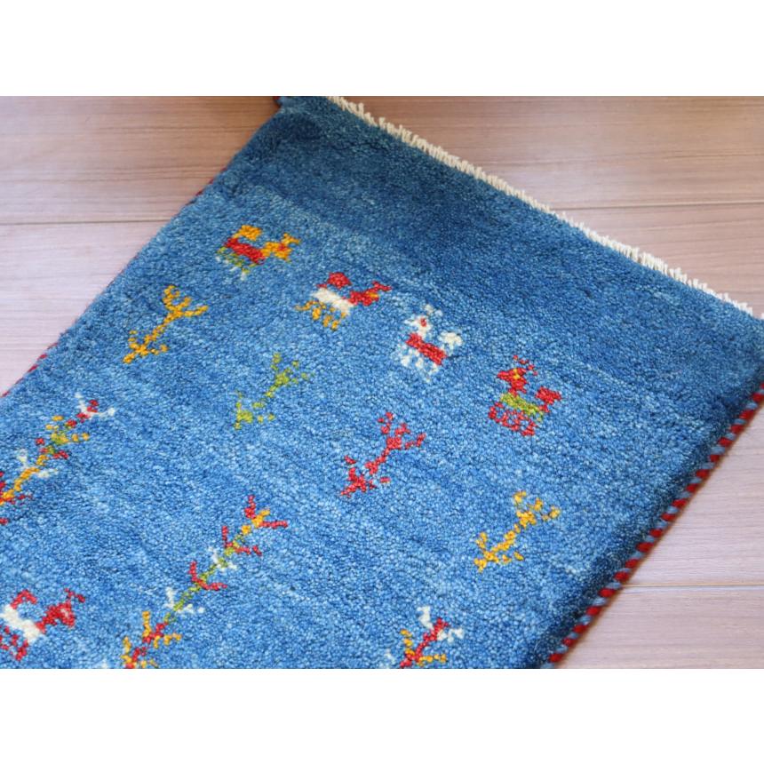 ギャッベ ミニギャベ イラン　 55x42cm ブルー　動物と草花 | ブランド登録なし | 02