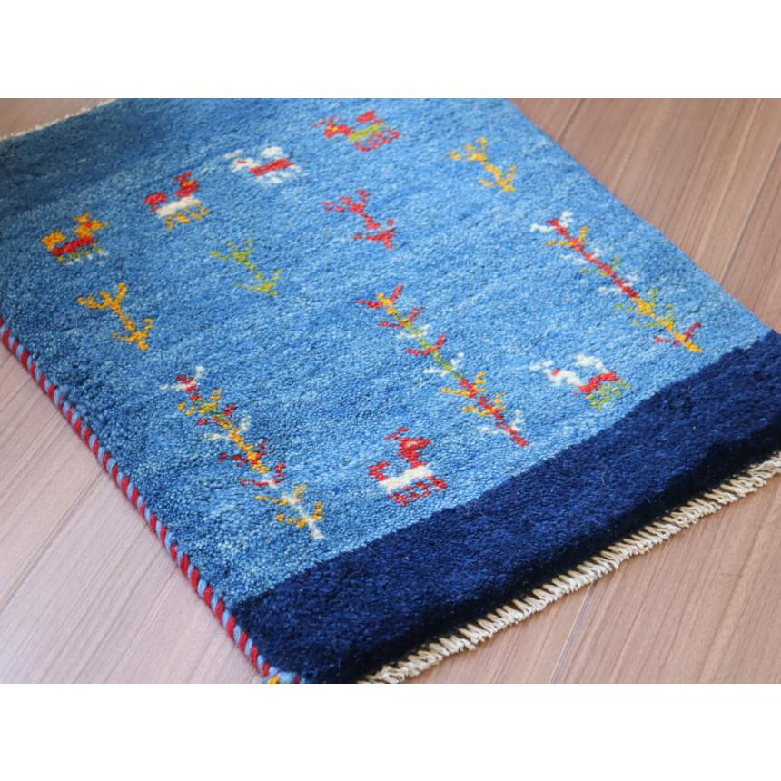 ギャッベ ミニギャベ イラン　 55x42cm ブルー　動物と草花 | ブランド登録なし | 03