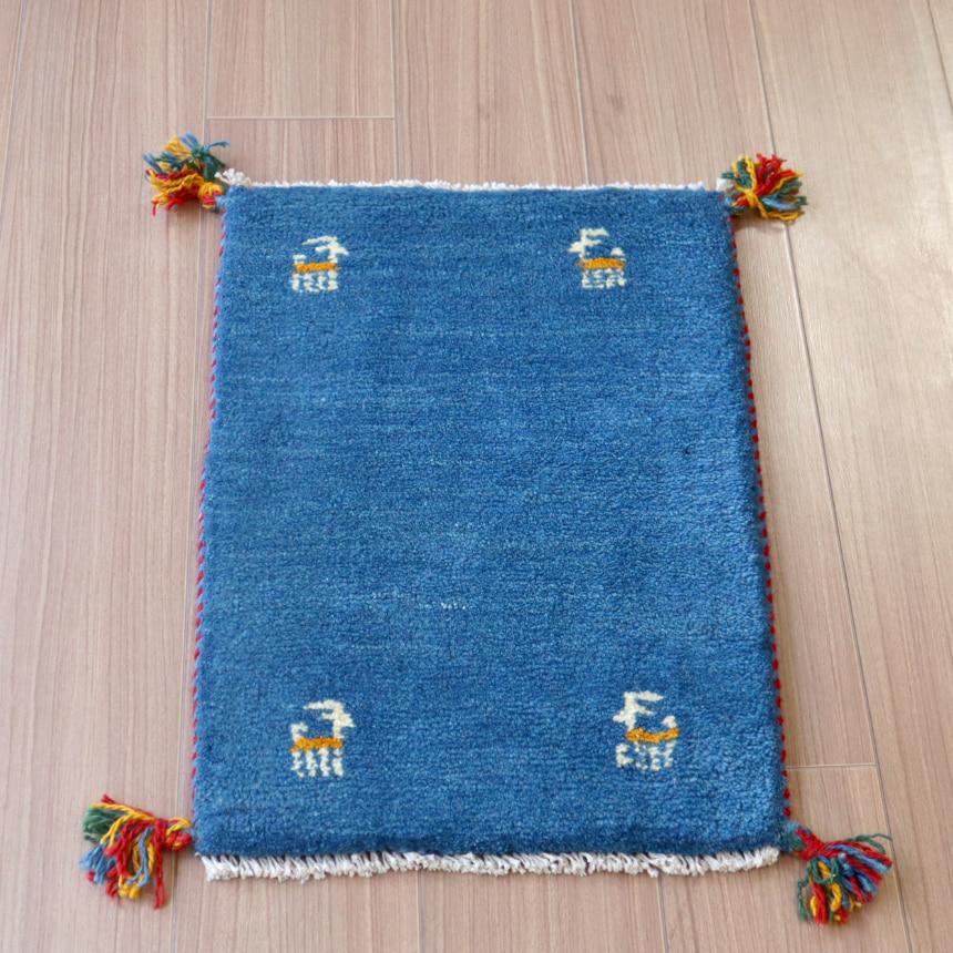 ギャッベ ミニギャベ イラン　 56x40cm ブルー　シンプル　無地 | ブランド登録なし