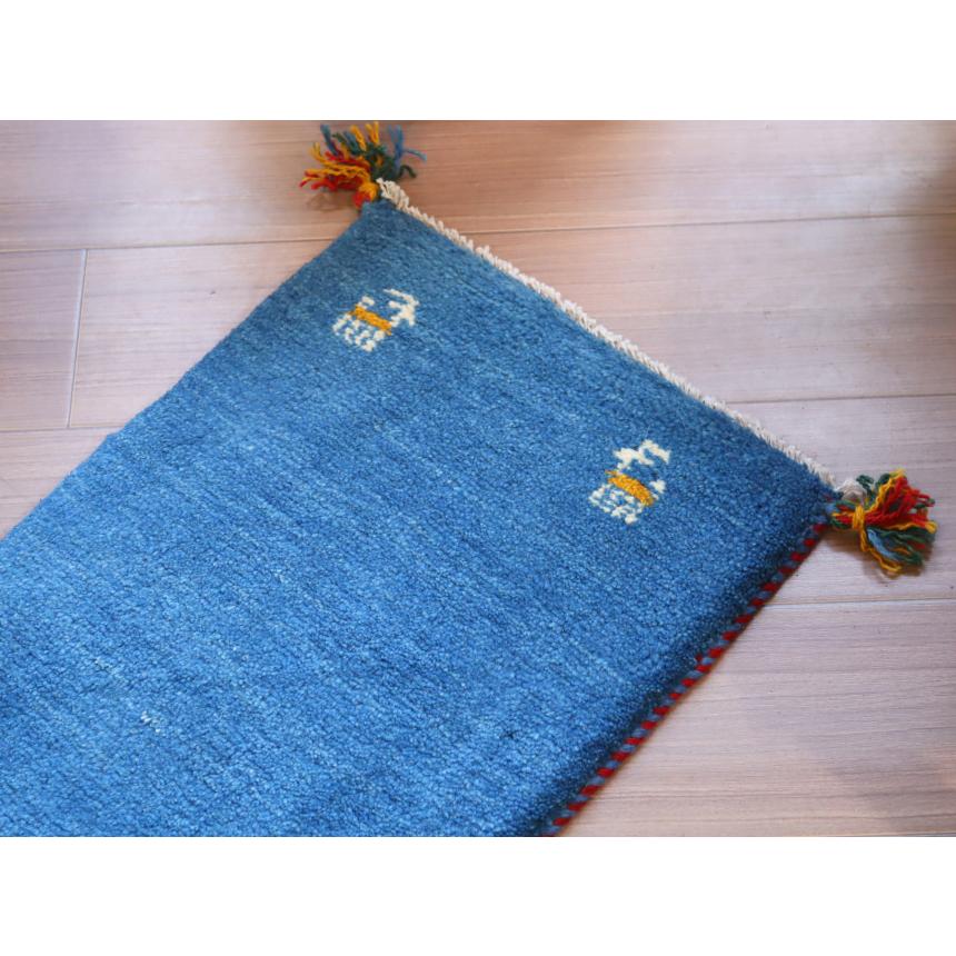 ギャッベ ミニギャベ イラン　 56x40cm ブルー　シンプル　無地 | ブランド登録なし | 02