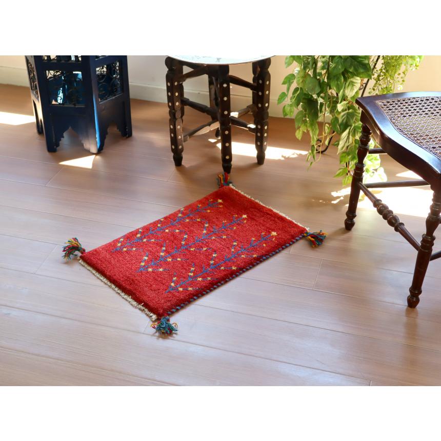 ギャッベ ミニギャベ イラン　 61x39cm レッド　青い生命の木 | ブランド登録なし | 01