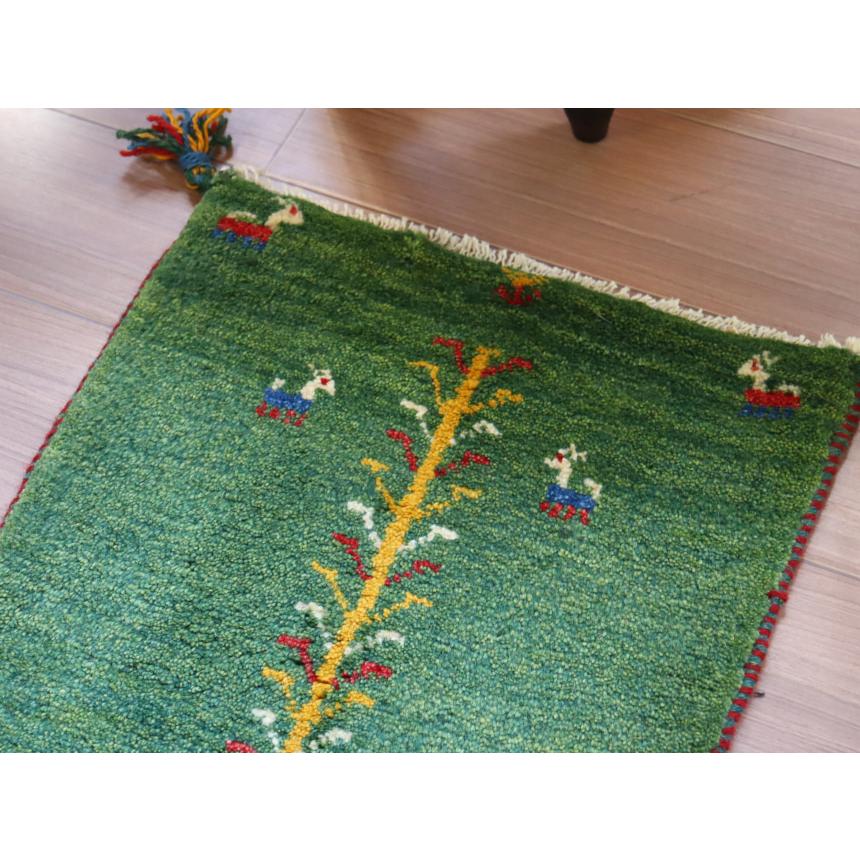 ギャッベ ミニギャベ イラン　 61x44cm グリーン　生命の木と動物 | ブランド登録なし | 02