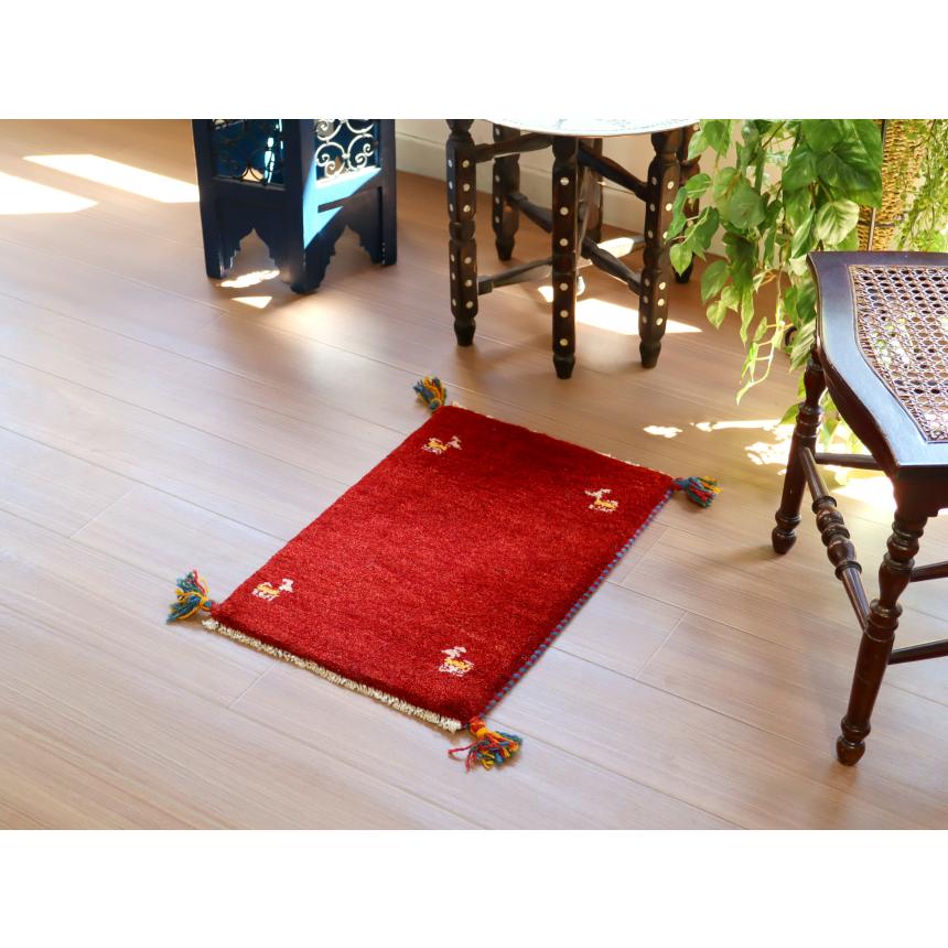 ギャッベ ミニギャベ イラン　 58x41cm レッド　シンプル　無地 | ブランド登録なし | 01