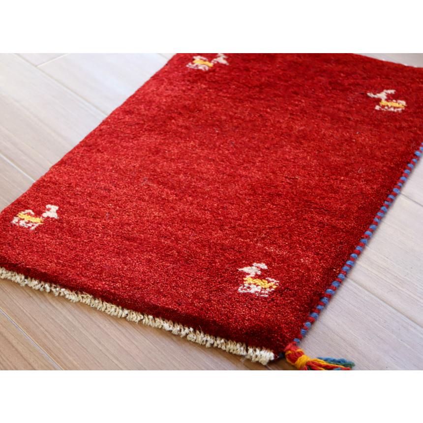 ギャッベ ミニギャベ イラン　 58x41cm レッド　シンプル　無地 | ブランド登録なし | 03