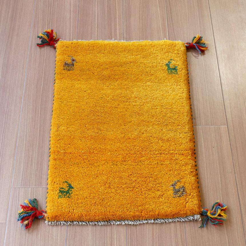 ギャッベ ミニギャベ イラン　 62x42cm イエロー　無地　シンプル | ブランド登録なし