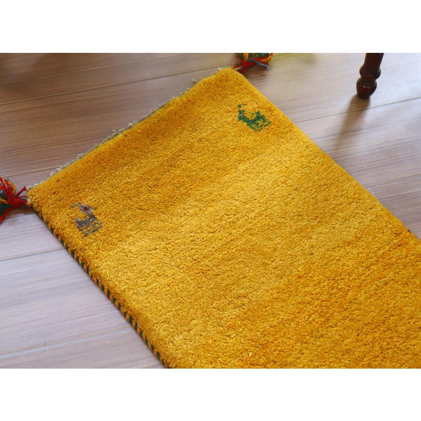 ギャッベ ミニギャベ イラン　 62x42cm イエロー　無地　シンプル | ブランド登録なし | 02