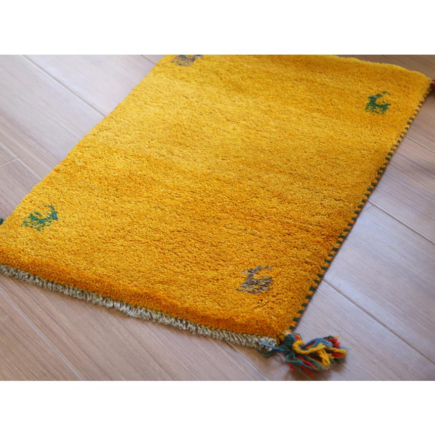 ギャッベ ミニギャベ イラン　 62x42cm イエロー　無地　シンプル | ブランド登録なし | 03