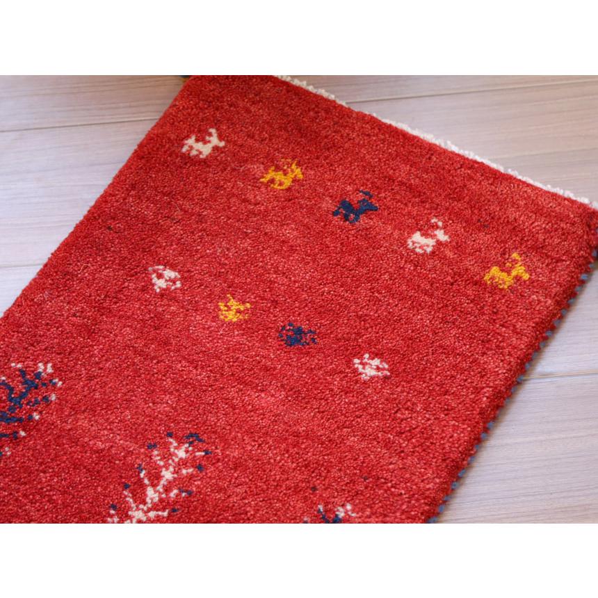 ギャッベ ミニギャベ イラン　 59x42cm レッド　草花と動物モチーフ | ブランド登録なし | 02