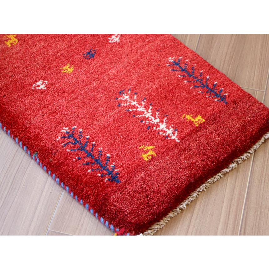 ギャッベ ミニギャベ イラン　 59x42cm レッド　草花と動物モチーフ | ブランド登録なし | 03