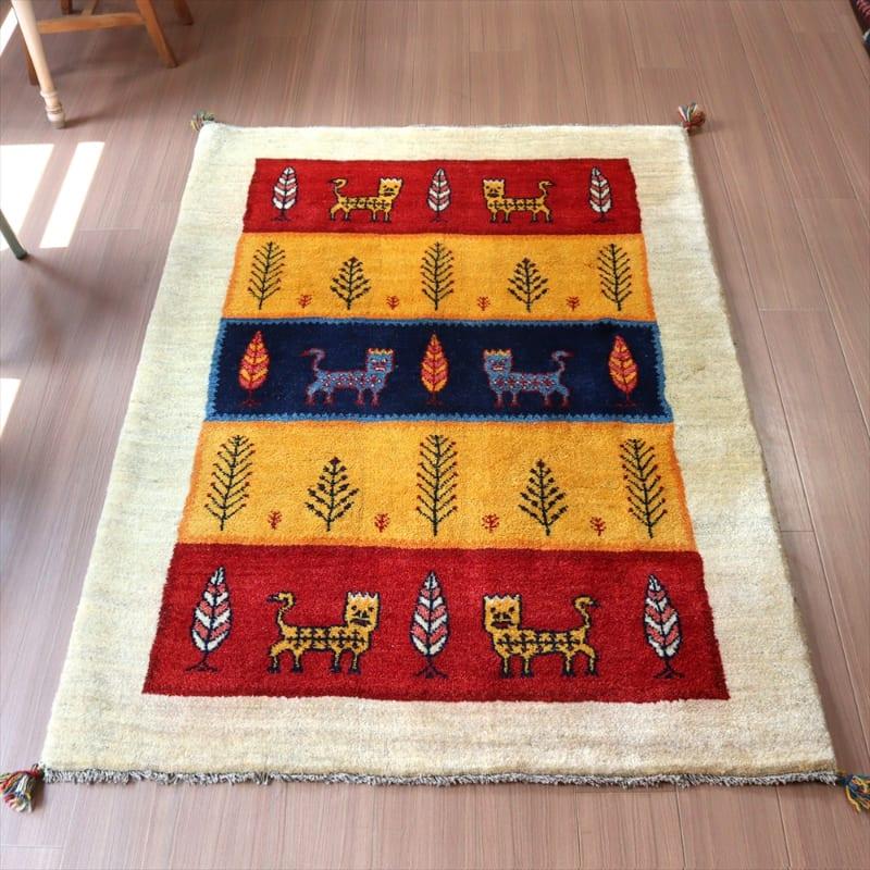 ギャッベ イラン産 手織り 180x122cm ライオンと生命の樹 | ブランド登録なし