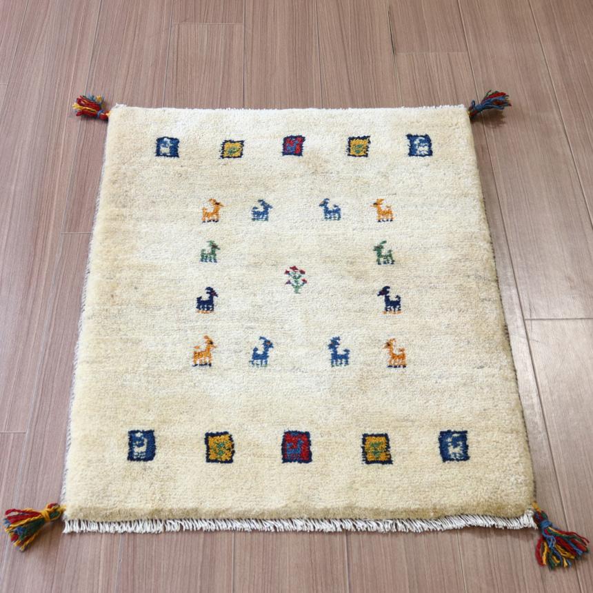 ギャッベ イラン産手織り 87x65cm ナチュラルアイボリー 玄関マット | ブランド登録なし