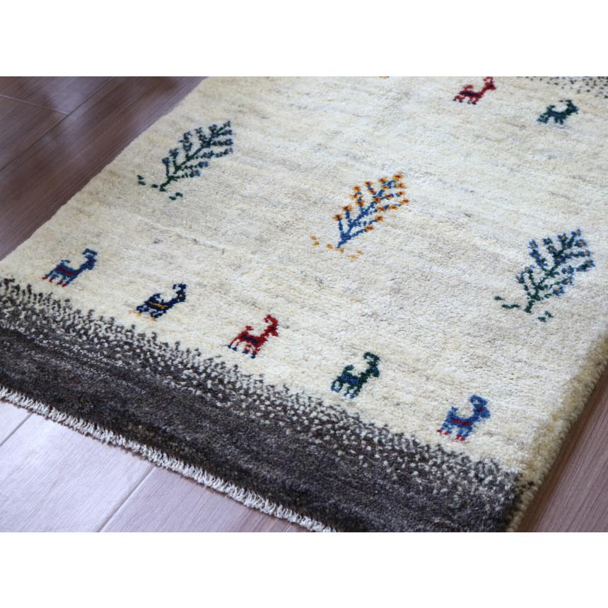 ギャッベ イラン産手織り 90x66cm 玄関マット　アイボリー＆グレー | ブランド登録なし | 03