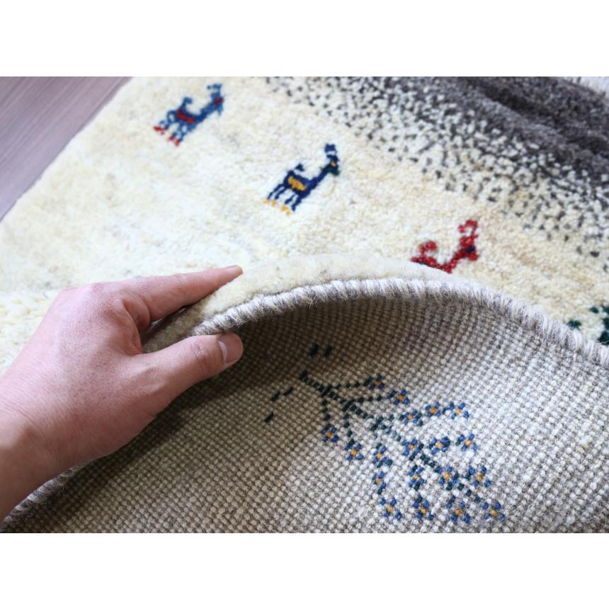 ギャッベ イラン産手織り 90x66cm 玄関マット　アイボリー＆グレー | ブランド登録なし | 04