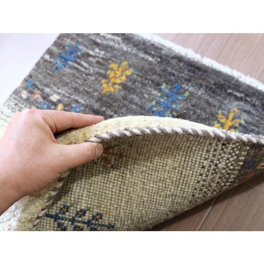 ギャッベ イラン産手織り 90x58cm アイボリー＆グレー　玄関マット | ブランド登録なし | 04