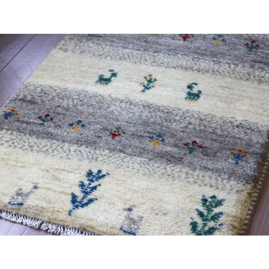 ギャッベ イラン産手織り 86x58cm ナチュラルアイボリー＆グレー　玄関マット | ブランド登録なし | 03