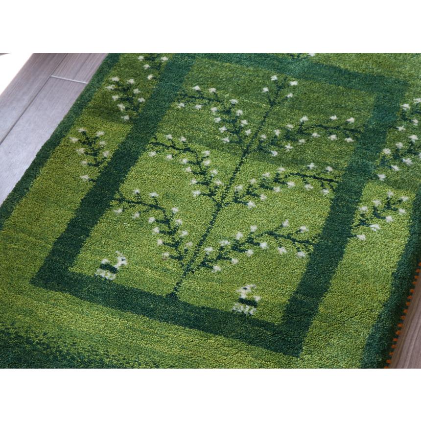 ギャベ イラン産手織り 88x62cm 玄関マット　グリーン　生命の木 | ブランド登録なし | 03