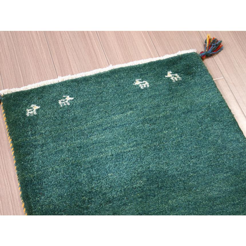 ギャベ イラン産手織り 90x62cm 玄関マット　グリーン　シンプル　無地 | ブランド登録なし | 02