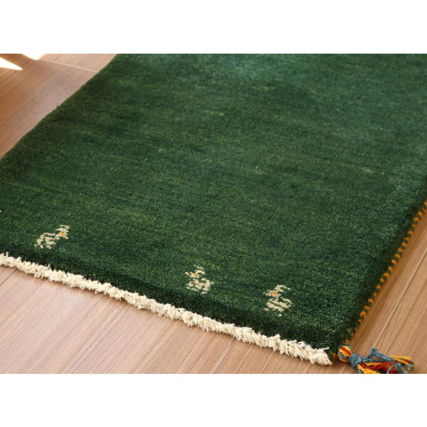 ギャベ イラン産手織り 90x62cm 玄関マット　グリーン　シンプル　無地 | ブランド登録なし | 03