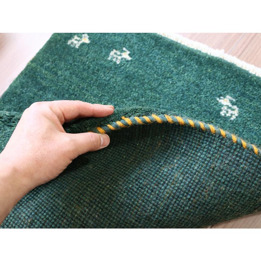 ギャベ イラン産手織り 90x62cm 玄関マット　グリーン　シンプル　無地 | ブランド登録なし | 04