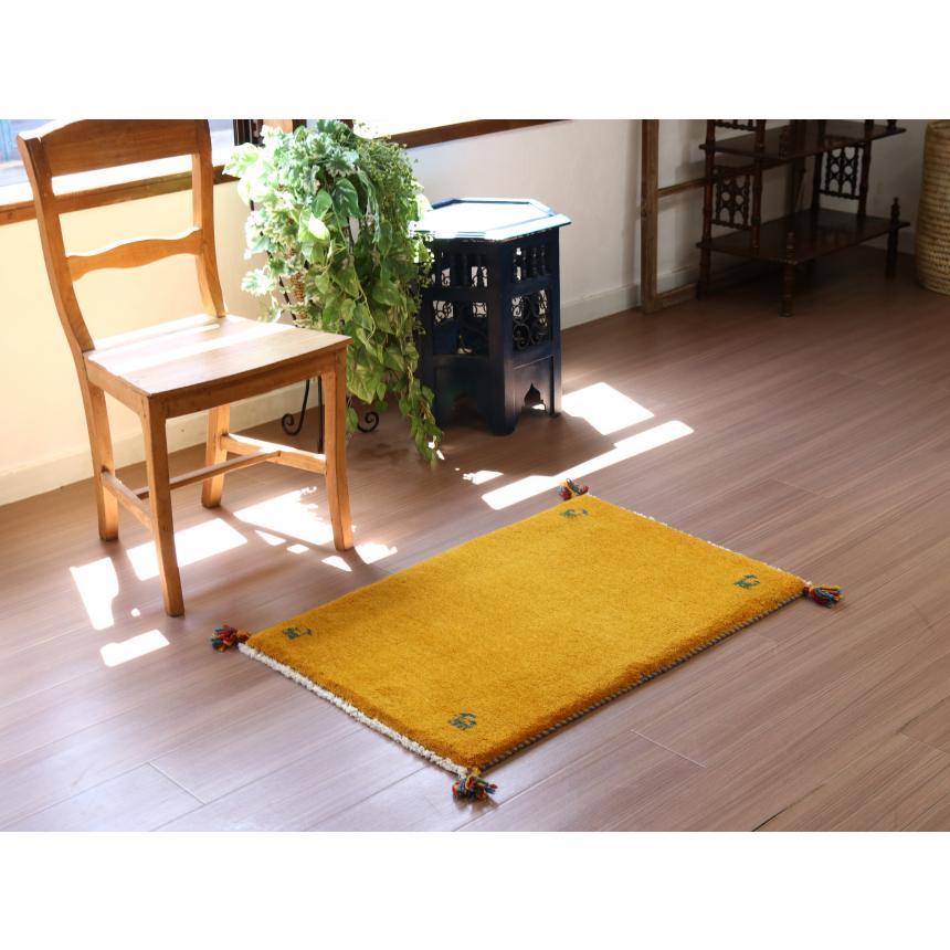 ギャッベ 手織り イラン産 90x58cm 玄関マット　オレンジ　無地　シンプル | ブランド登録なし | 01