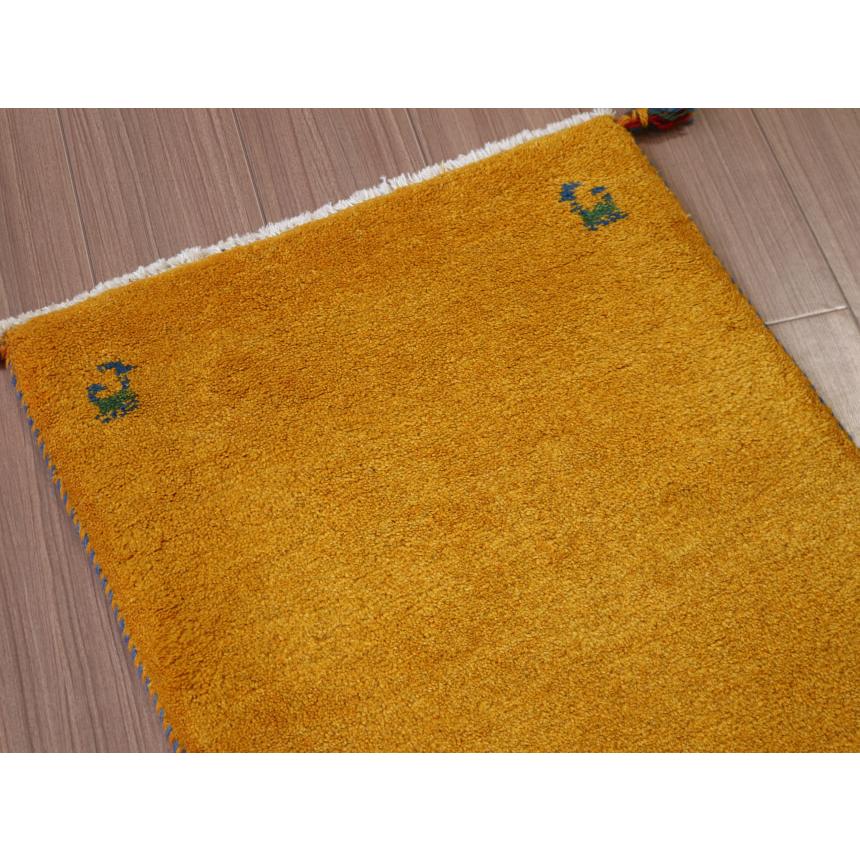 ギャッベ 手織り イラン産 90x58cm 玄関マット　オレンジ　無地　シンプル | ブランド登録なし | 02