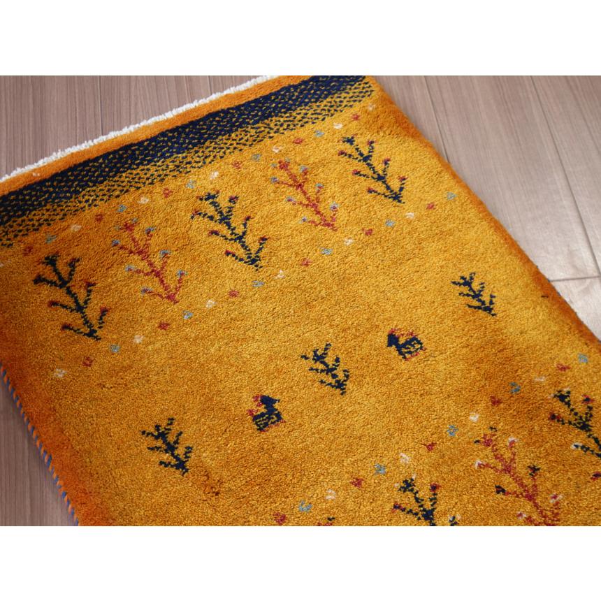 ギャッベ 手織り イラン産 88×64cm オレンジ　生命の木　玄関マット　 |  | 02