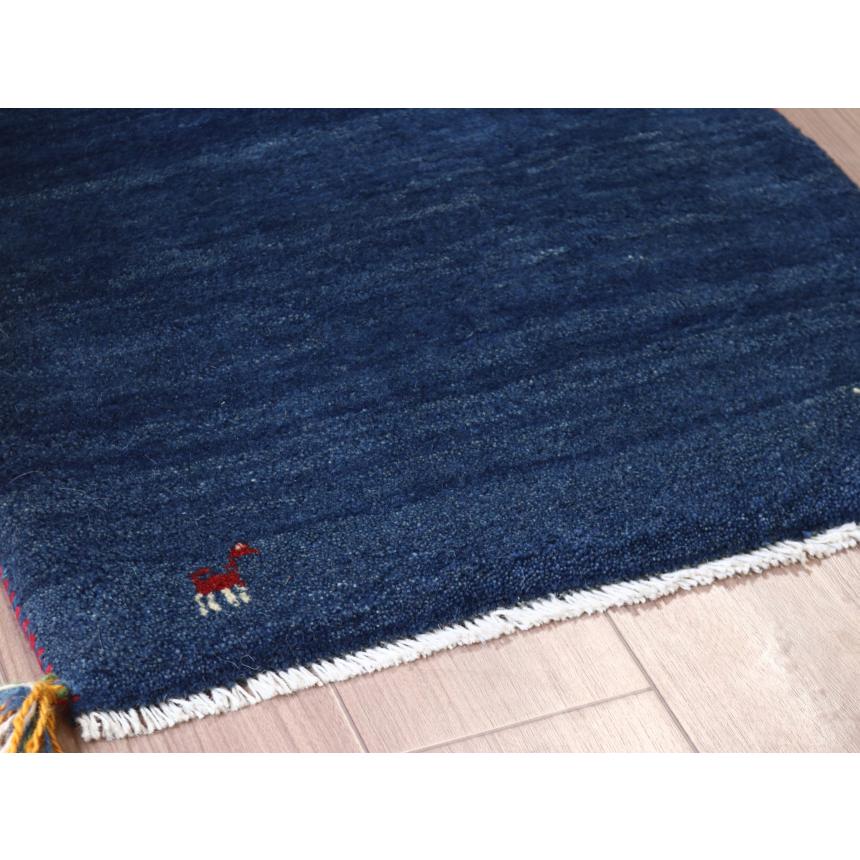 ギャッベ イラン産手織り 92x62cm ネイビーブルー　紺　玄関マット | ブランド登録なし | 03